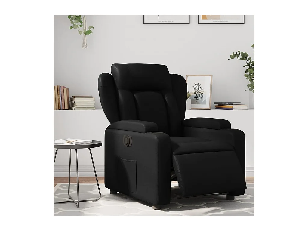 Fauteuil inclinable électrique Noir Similicuir REO80574