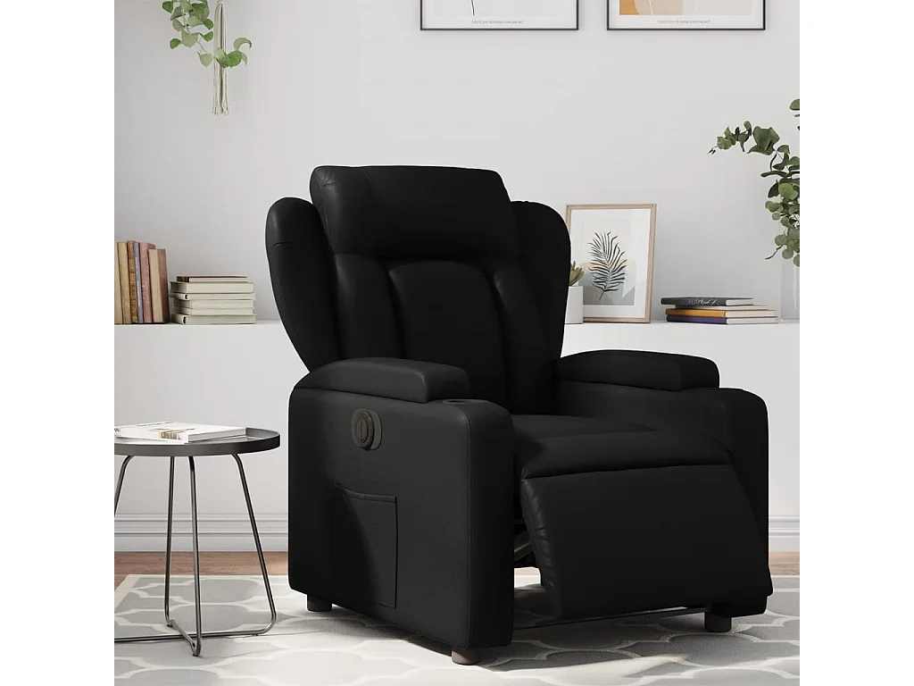 Fauteuil inclinable électrique Noir Similicuir REO80574