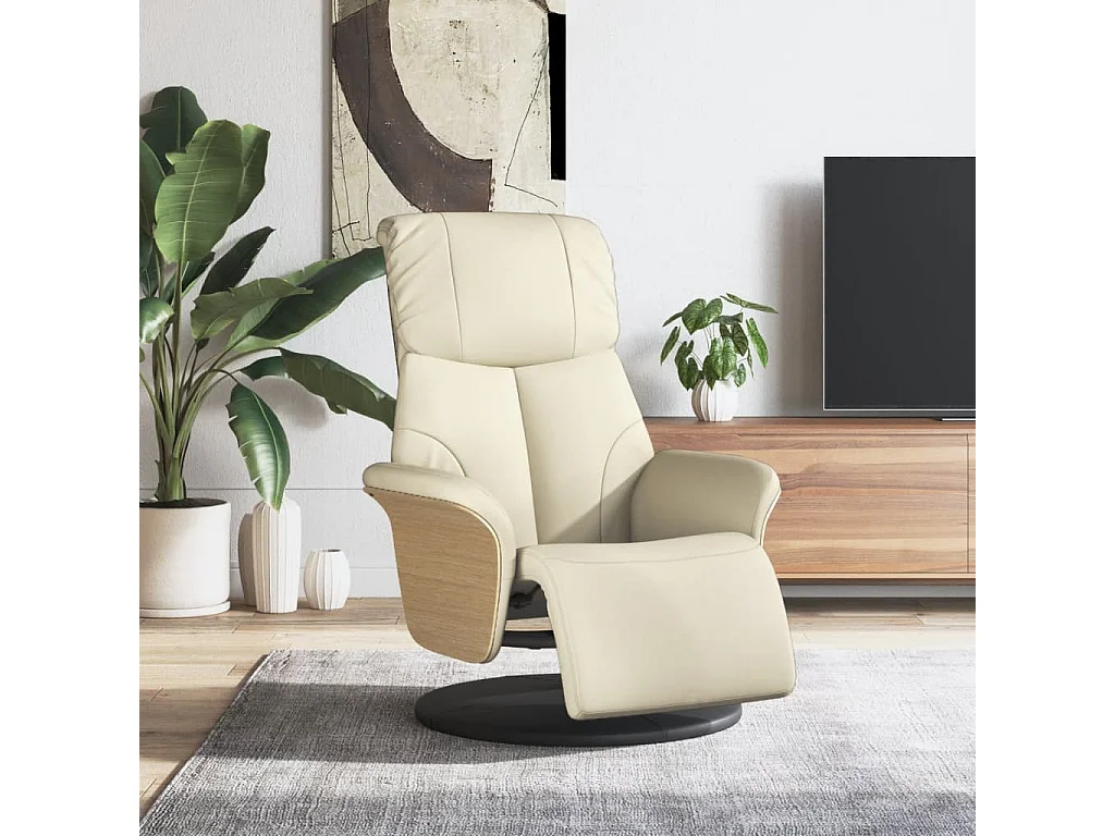 Relaxsessel | Fernsehsessel mit Fußteil Creme Kunstleder -gkd948583