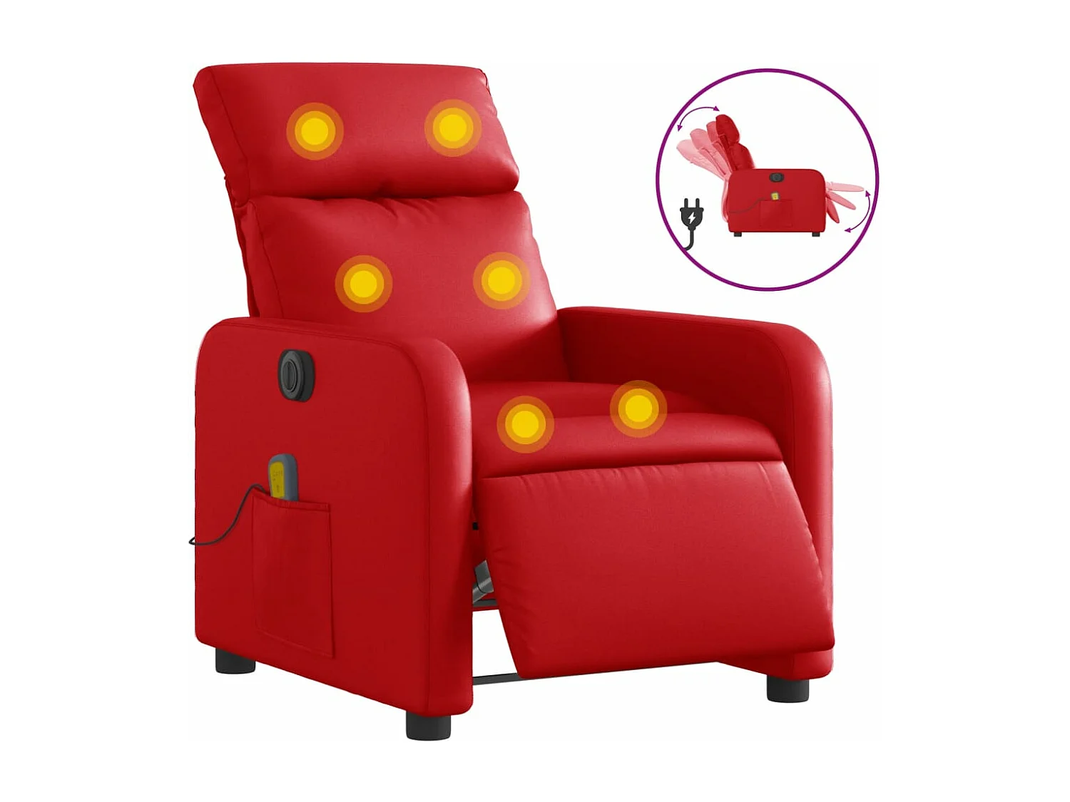 Sillón de masaje reclinable eléctrico de cuero artificial rojo YOE45544