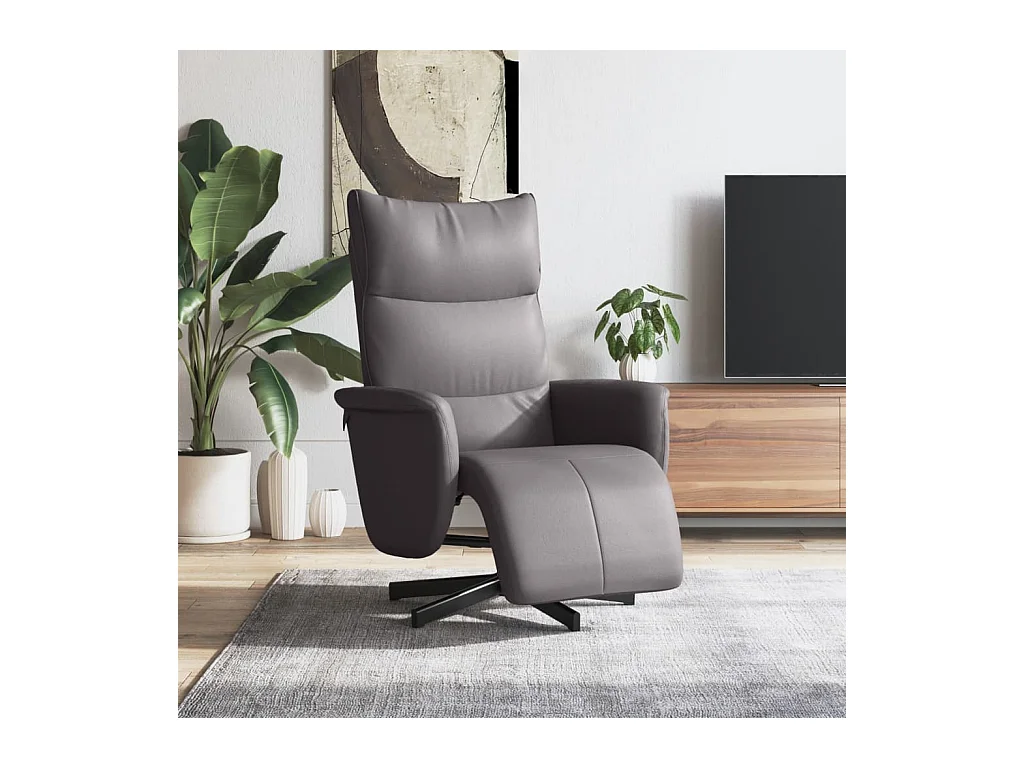Fauteuil inclinable avec repose-pieds gris similicuir REO79698