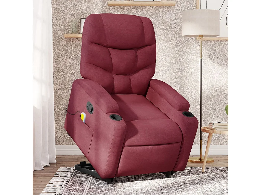 Fauteuil inclinable de massage Rouge bordeaux Tissu REO64509