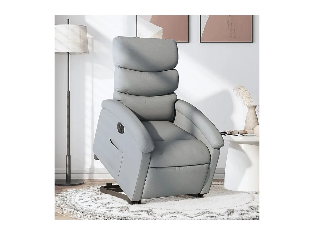 Fauteuil inclinable électrique gris clair tissu REO78705