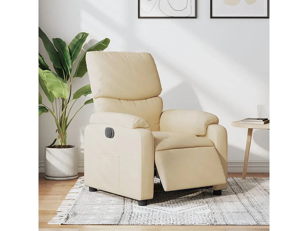 Fauteuil inclinable électrique Crème Tissu REO87057