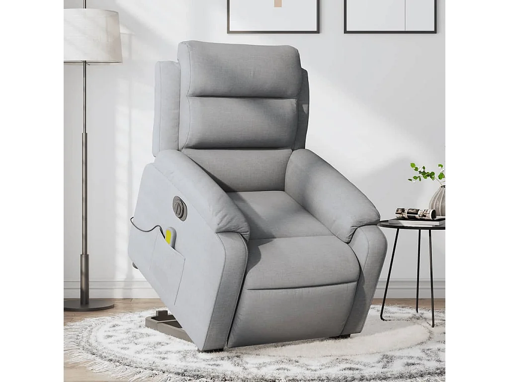 Sillón de masaje eléctrico reclinable elevable tela gris claro YOE65312