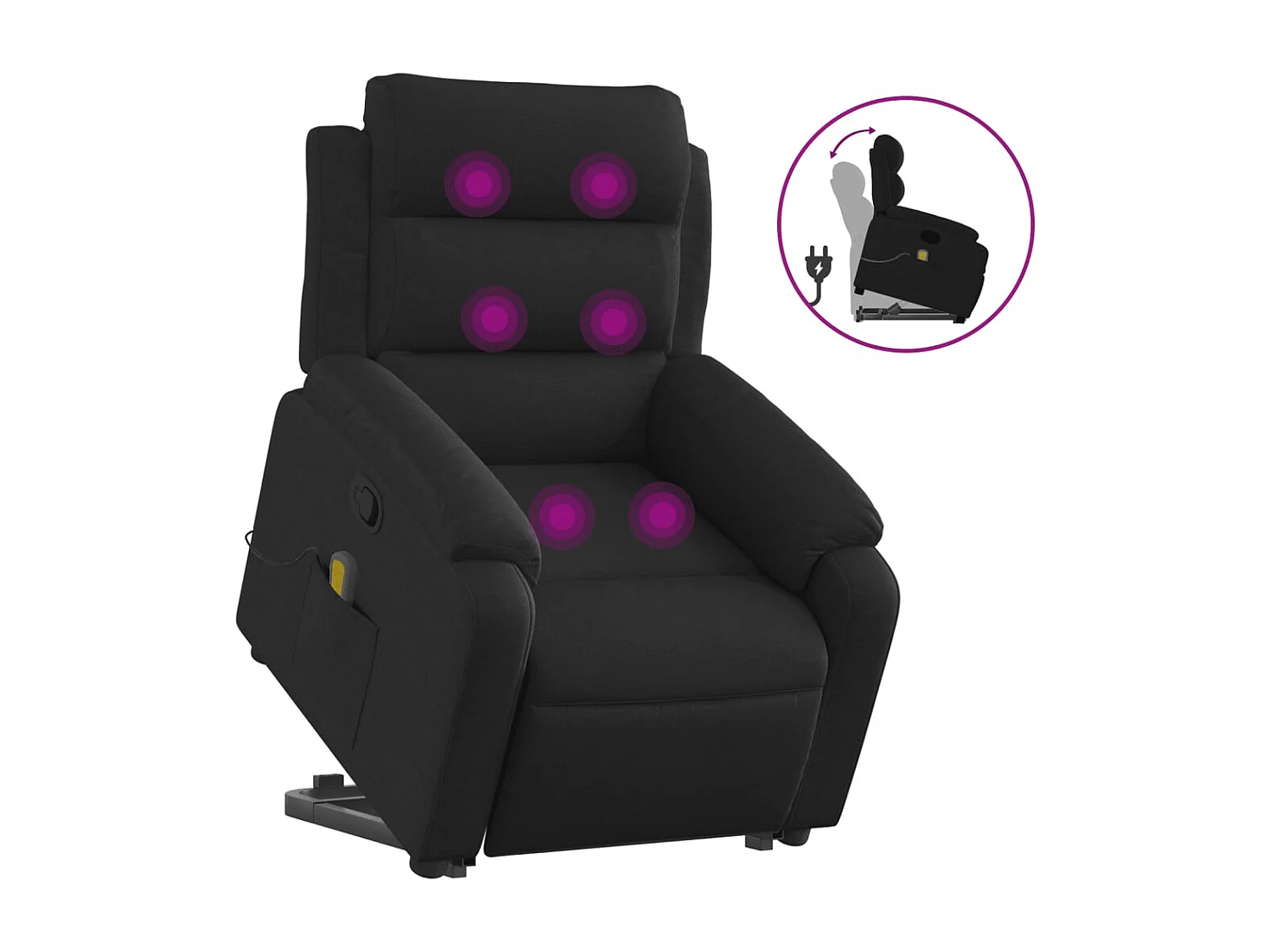 Fauteuil de massage inclinable Noir Tissu REO96145