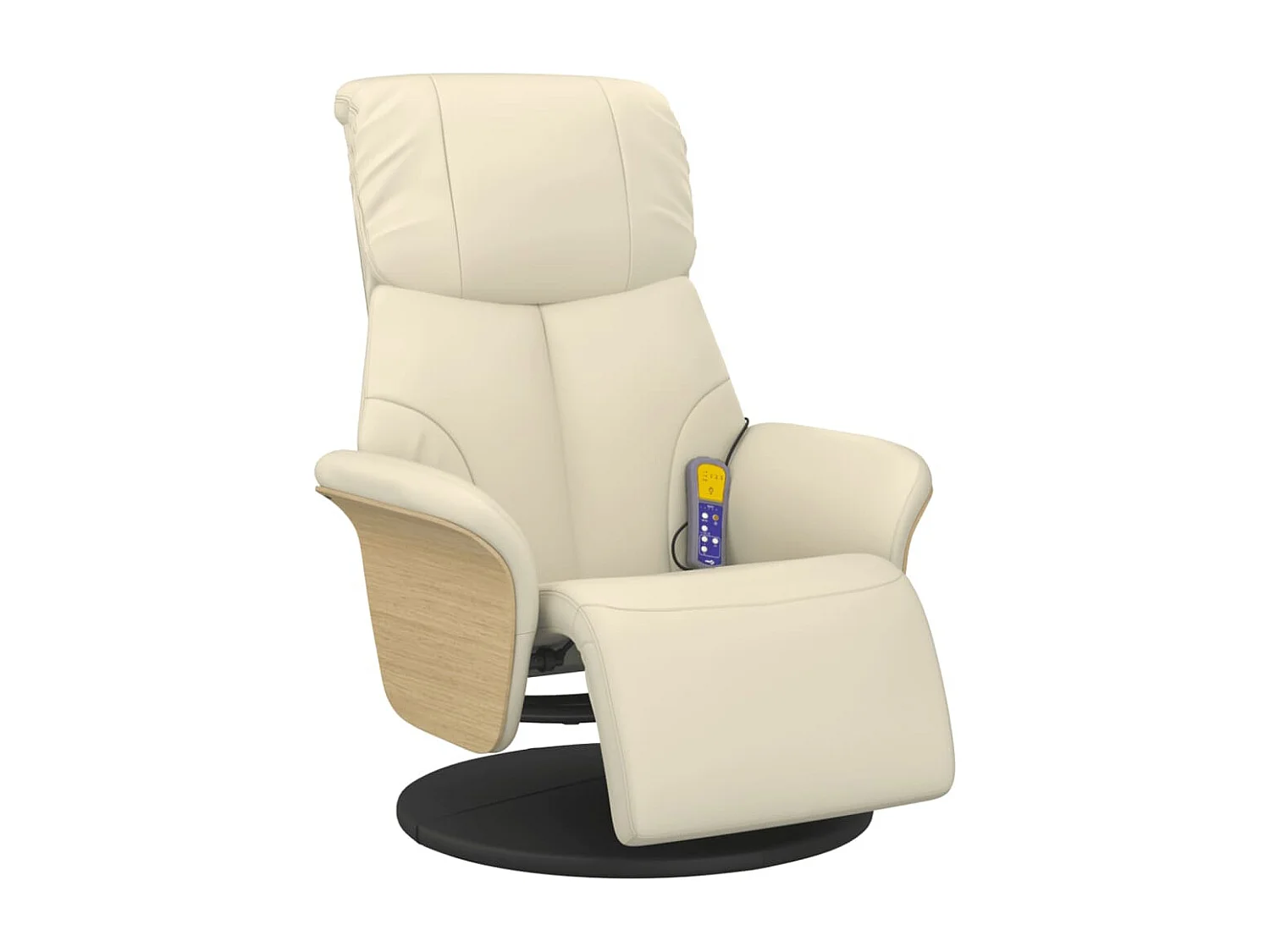 Fauteuil inclinable de massage et repose-pieds crème similicuir REO61571