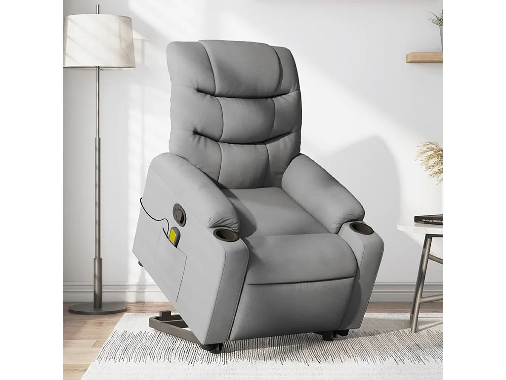 Fauteuil de massage inclinable Gris clair Tissu REO84206