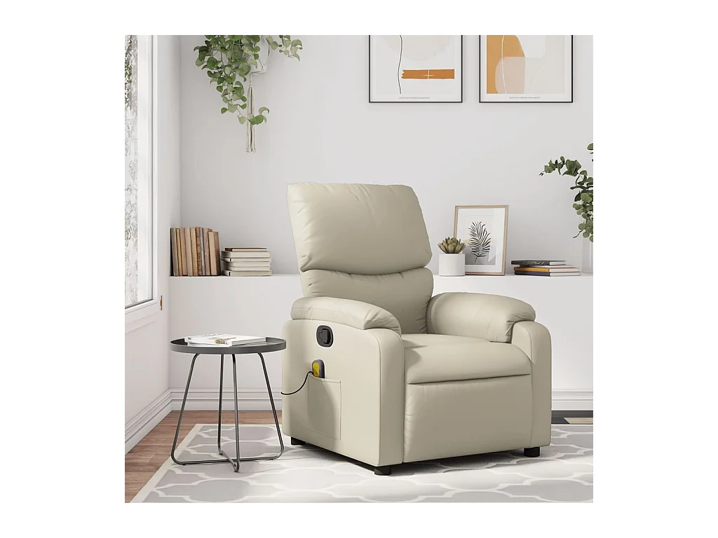 Fauteuil inclinable de massage Crème Similicuir REO41539