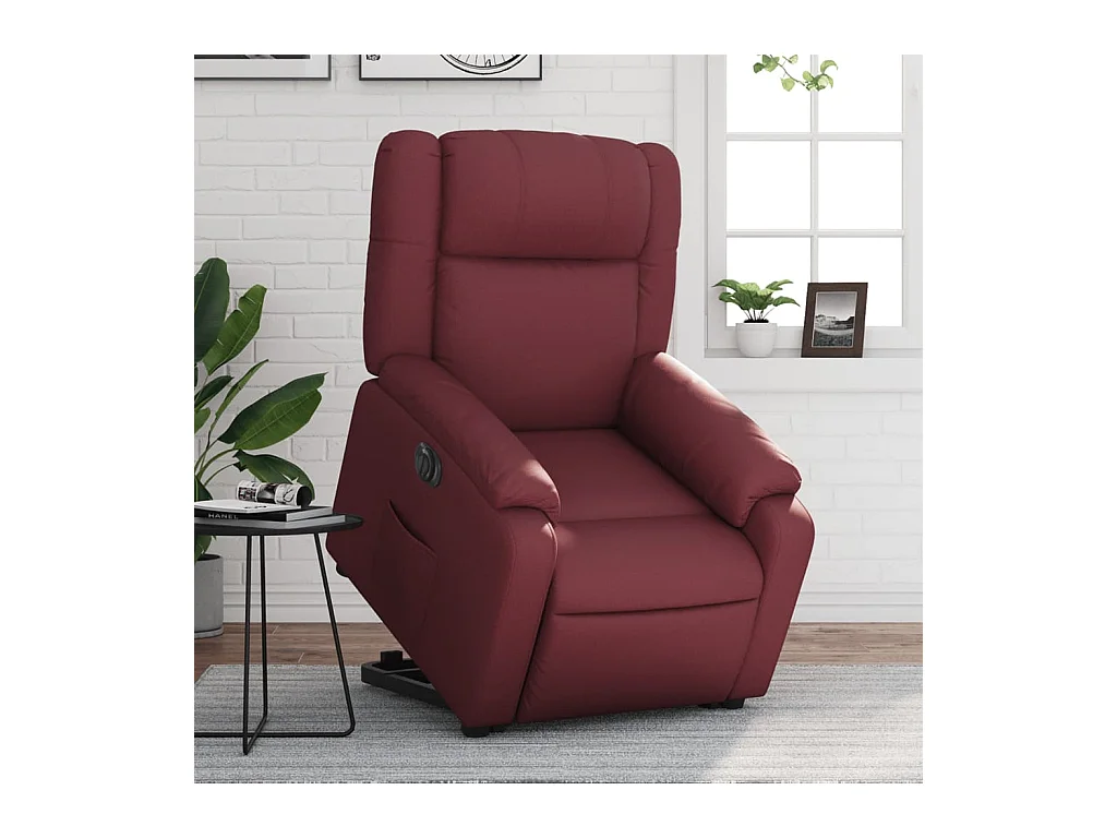 Fauteuil inclinable électrique rouge bordeaux similicuir REO39796