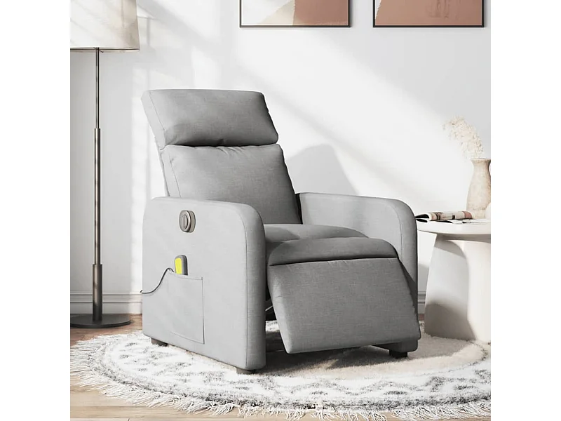 Sillón reclinable de masaje eléctrico tela gris claro YOE84241