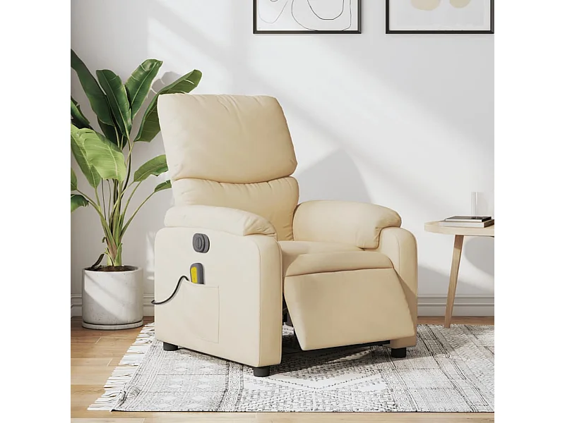 Sillón reclinable de masaje eléctrico tela color crema YOE64466