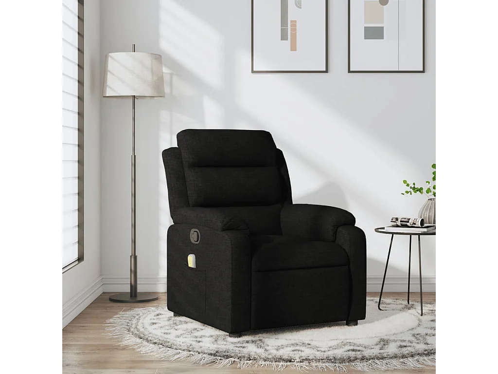Sillón reclinable de masaje de tela negro YOE10513
