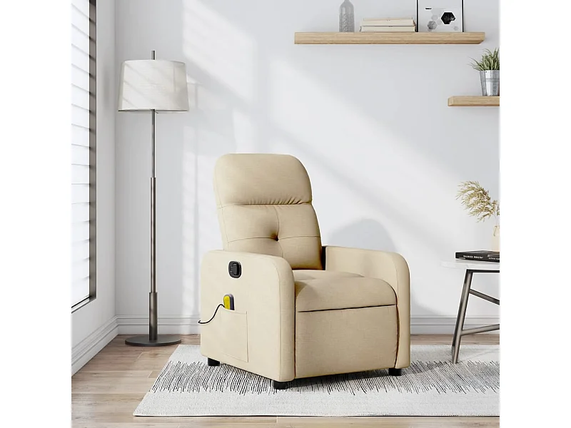 Fauteuil de massage inclinable Crème Tissu REO85798