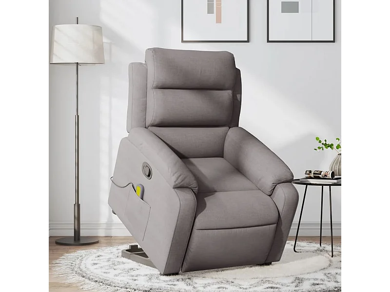 Sillón reclinable de masaje elevable tela gris taupé YOE52249