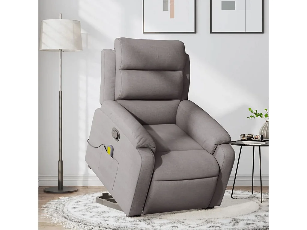 Sillón reclinable de masaje elevable tela gris taupé YOE52249