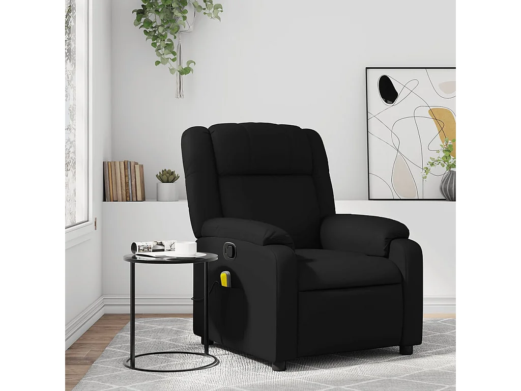 Fauteuil de massage inclinable Noir Similicuir REO34925