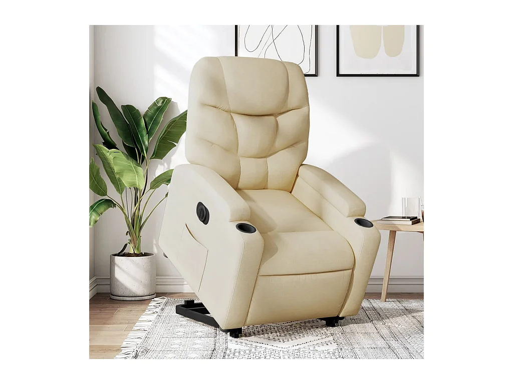 Fauteuil inclinable électrique crème tissu REO40793
