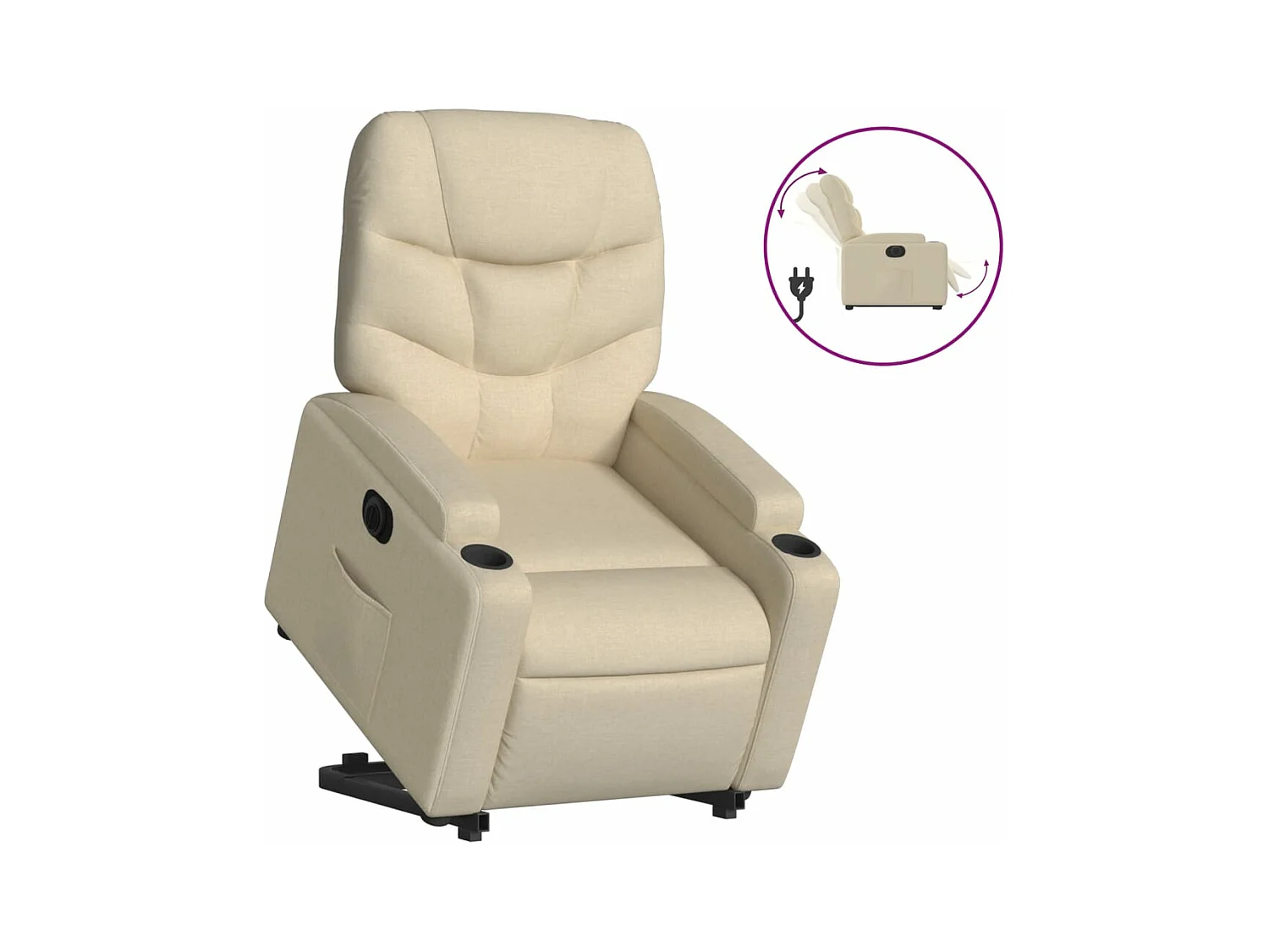 Fauteuil inclinable électrique crème tissu REO40793