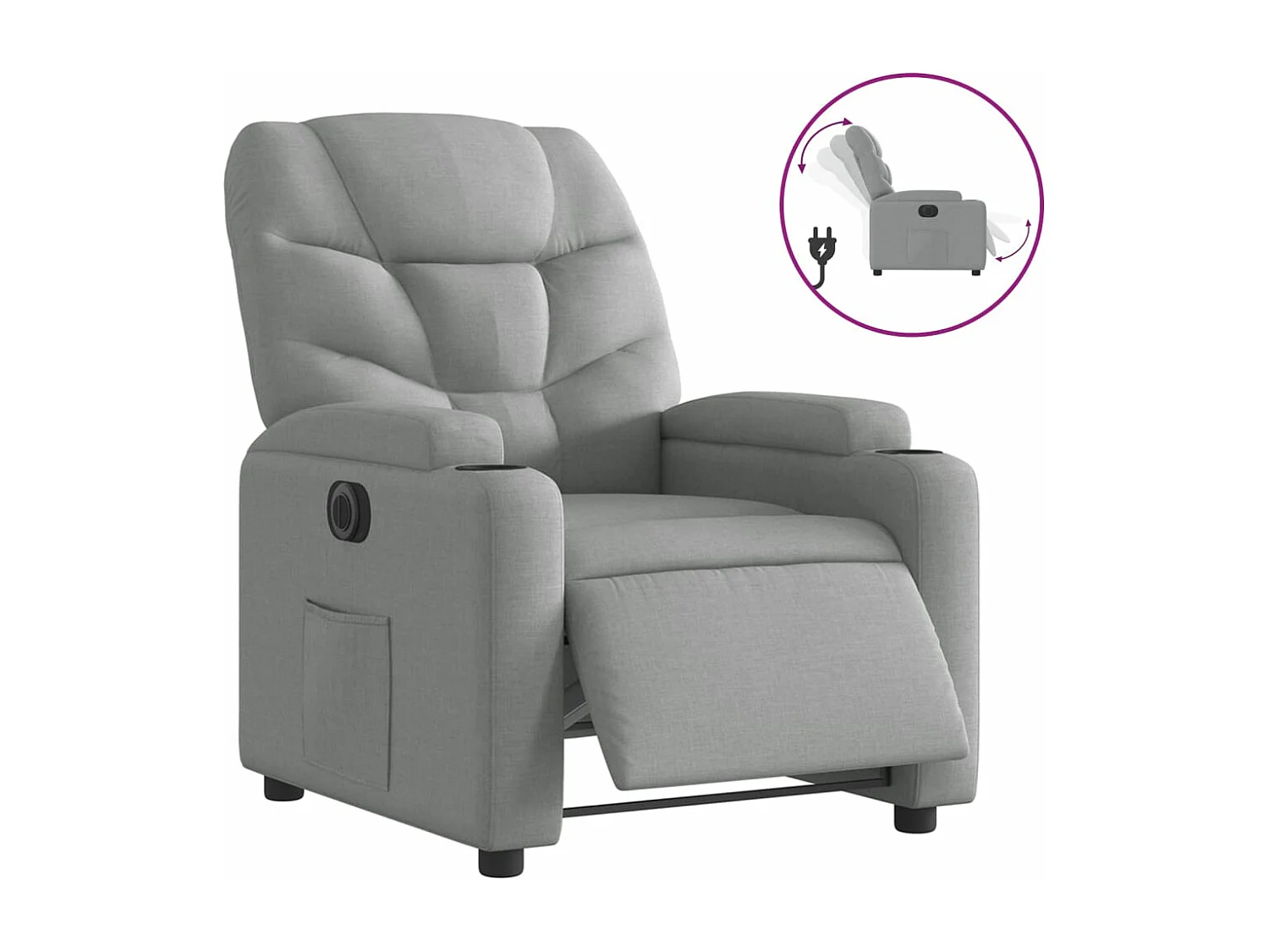 Fauteuil inclinable électrique Gris clair Tissu REO15418