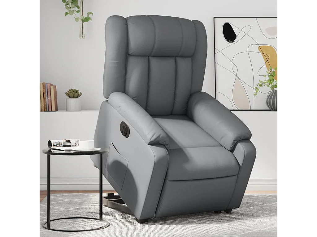 Fauteuil inclinable électrique gris similicuir REO20245