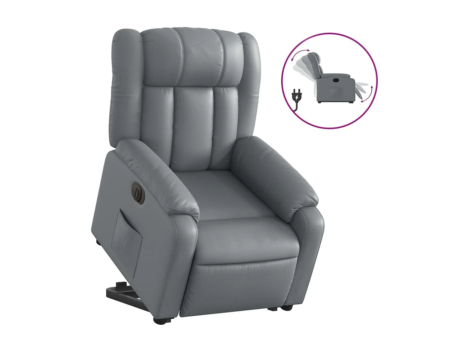 Fauteuil inclinable électrique gris similicuir REO20245