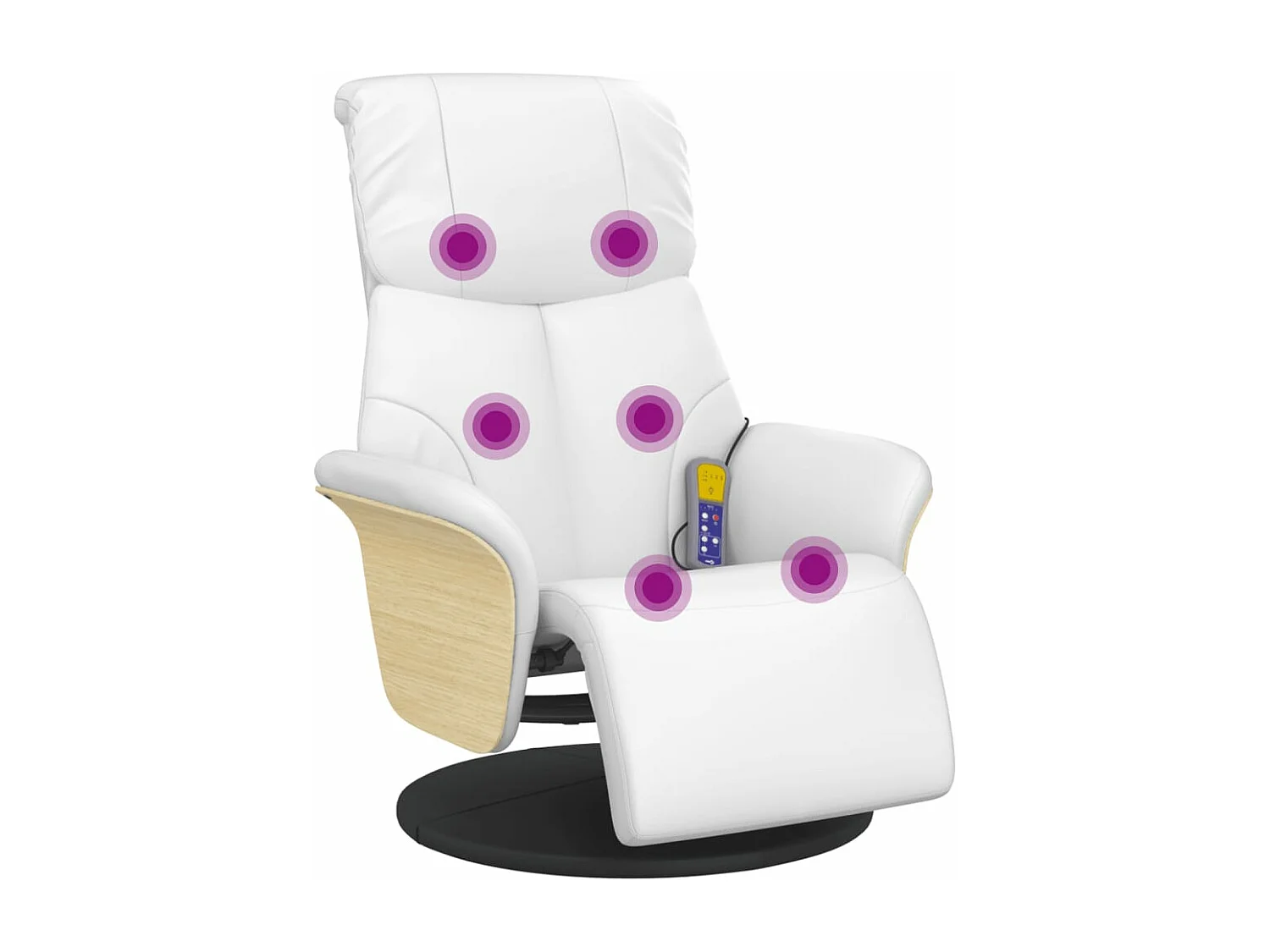 Sillón reclinable masaje con reposapiés cuero sintético blanco YOE77633