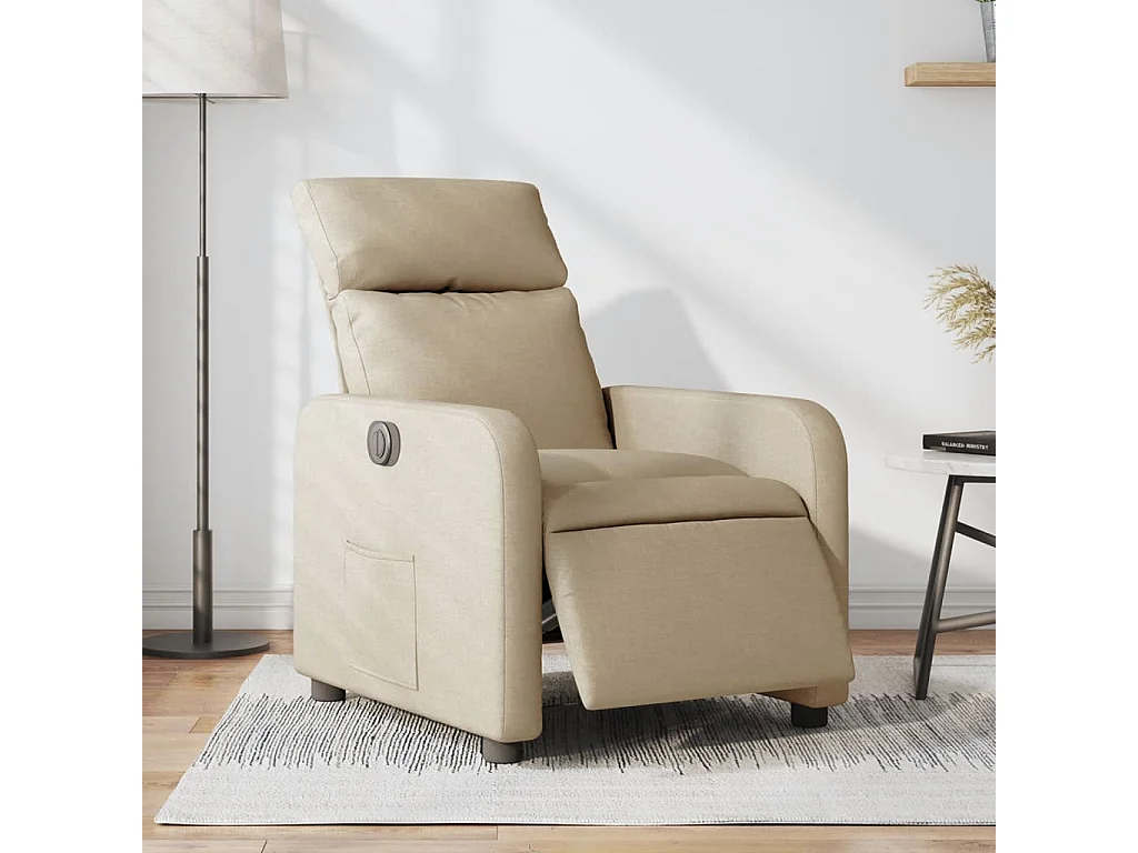 Sillón reclinable eléctrico de tela crema YOE60643