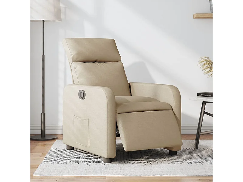 Fauteuil inclinable électrique Crème Tissu REO55457