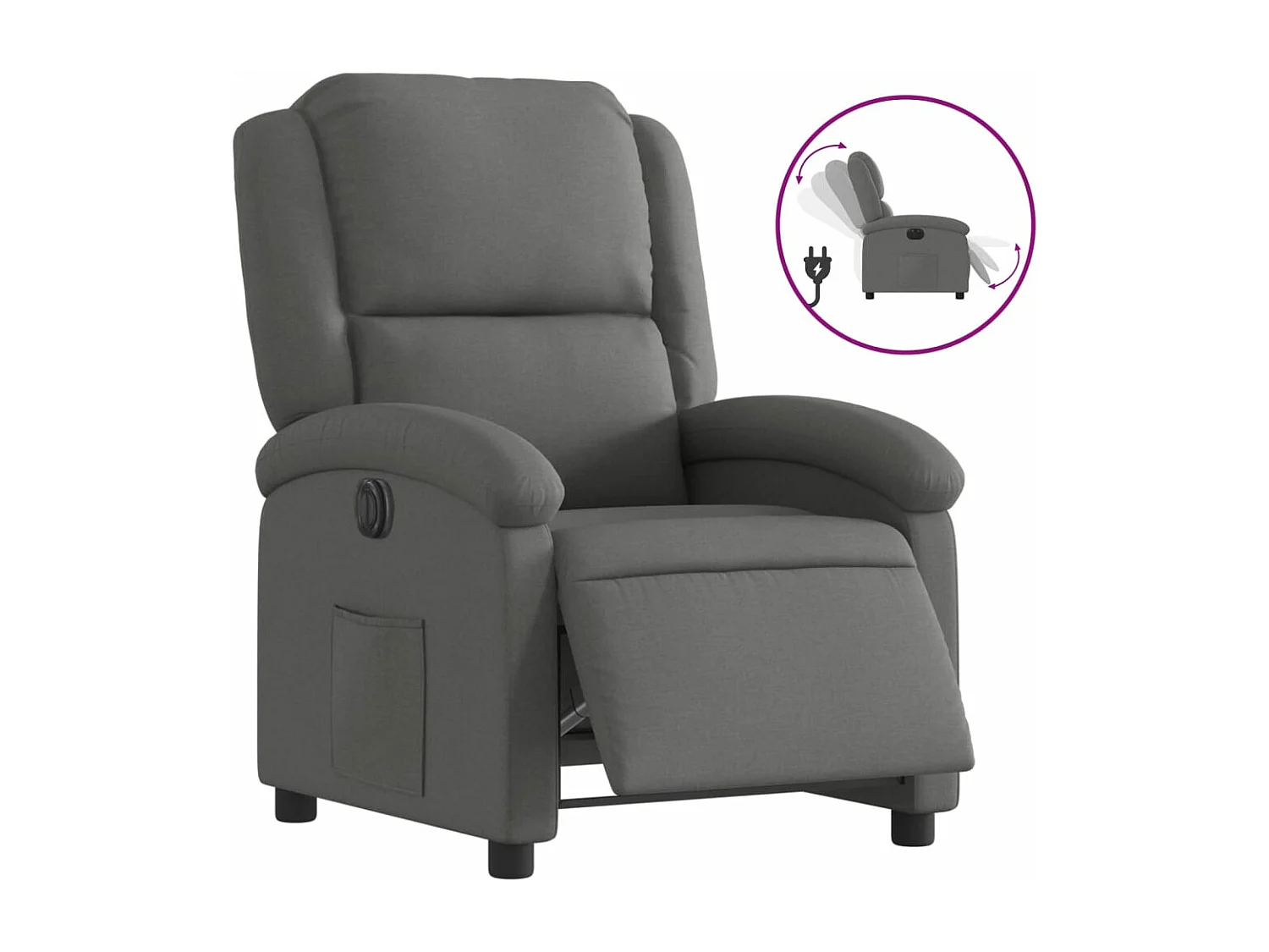Fauteuil inclinable électrique Gris foncé Tissu REO33734