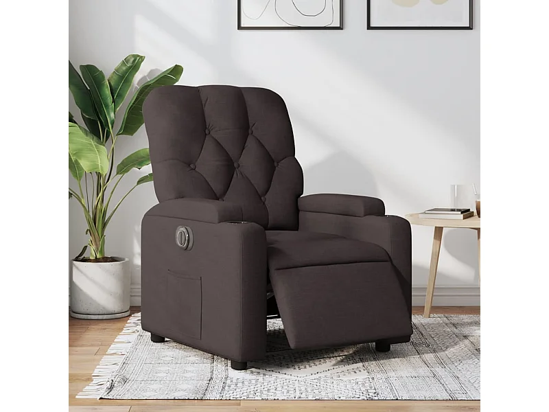 Fauteuil inclinable électrique Marron foncé Tissu REO59473