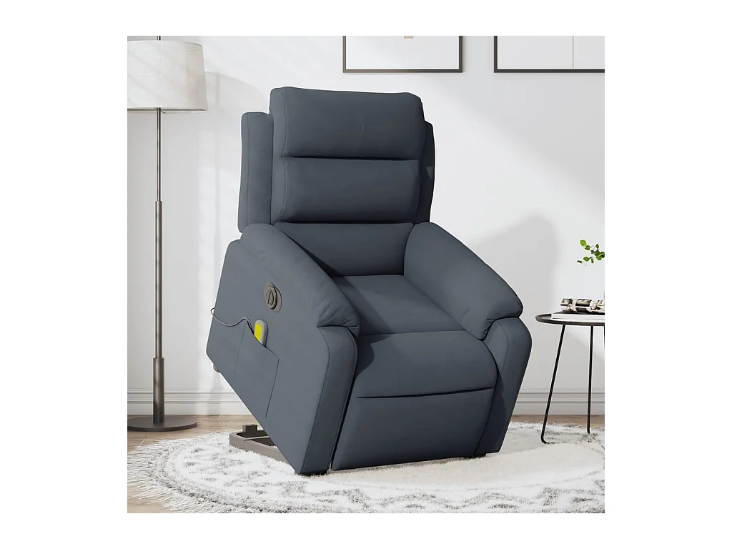 Fauteuil inclinable de massage électrique gris foncé velours REO55170