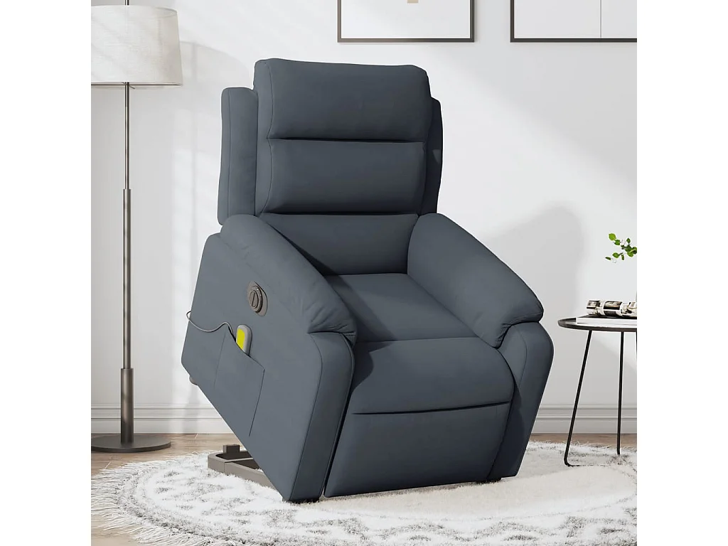 Fauteuil inclinable de massage électrique gris foncé velours REO55170
