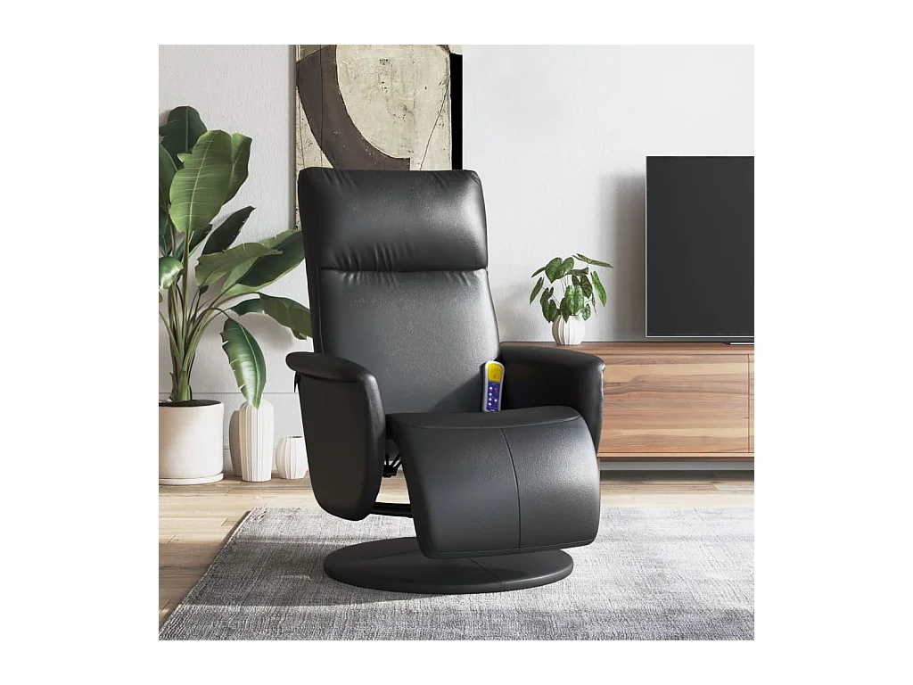 Fauteuil inclinable de massage repose-pieds noir similicuir REO96009