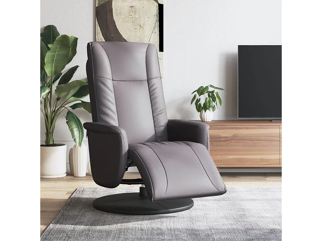 Fauteuil inclinable avec repose-pieds gris similicuir REO76978