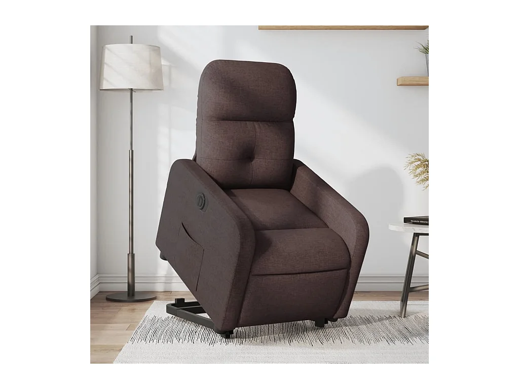Fauteuil inclinable électrique marron foncé tissu REO26165