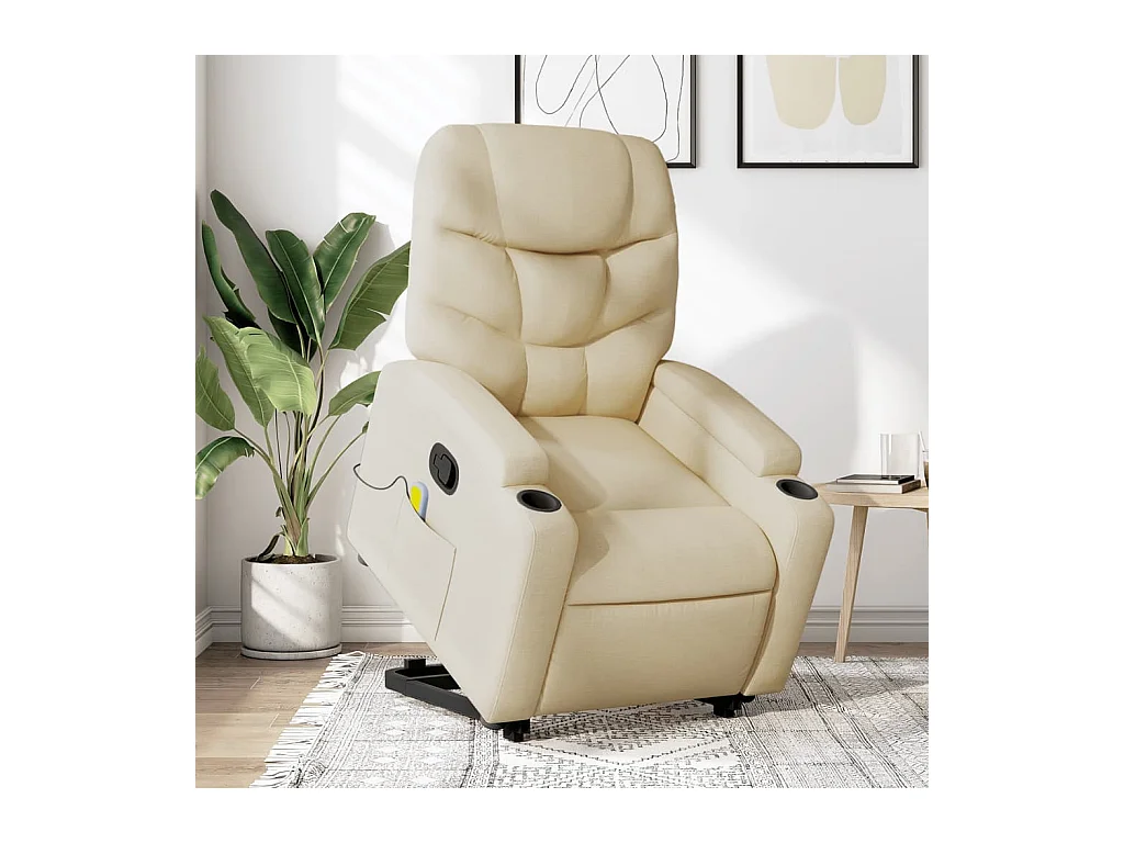 Silla de masaje reclinable de pie de tela color crema YOE38636
