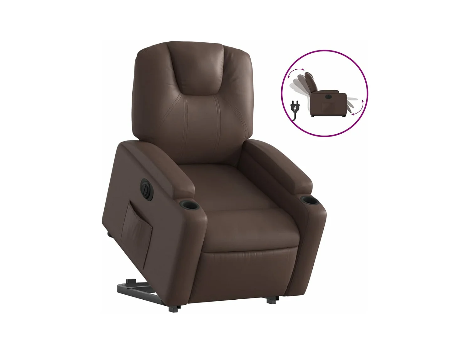 Fauteuil inclinable électrique marron similicuir REO10366