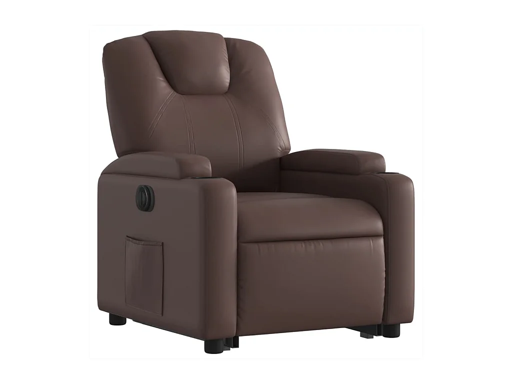 Fauteuil inclinable électrique marron similicuir REO10366