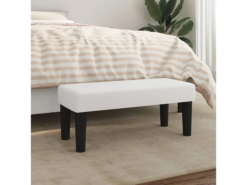 Banco 70x30x30 cm couro artificial branco PT790659