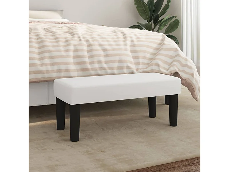 Banco 70x30x30 cm couro artificial branco PT790659