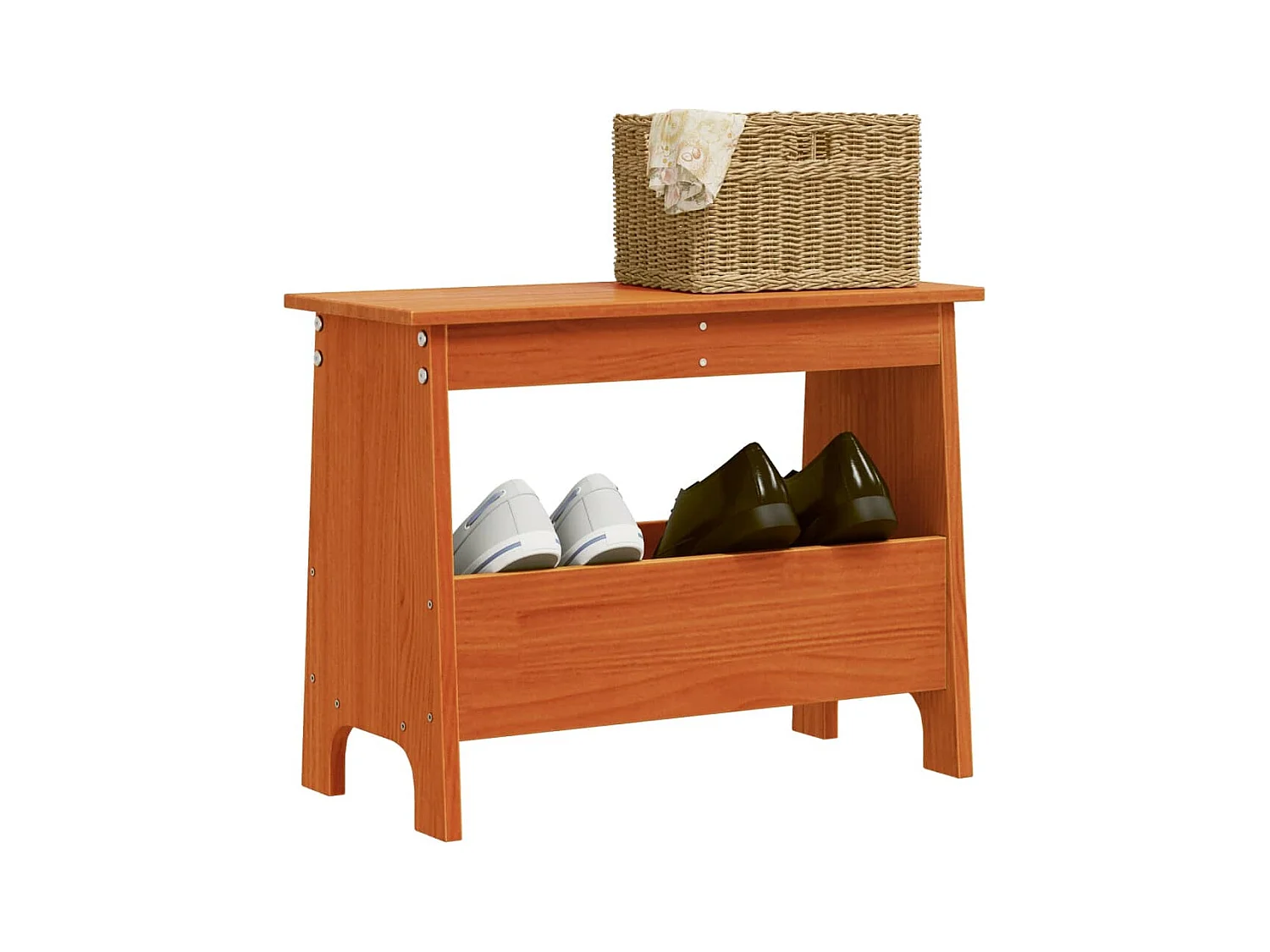 Banc d'entrée cire marron 60x28x45 cm bois de pin massif REO20627