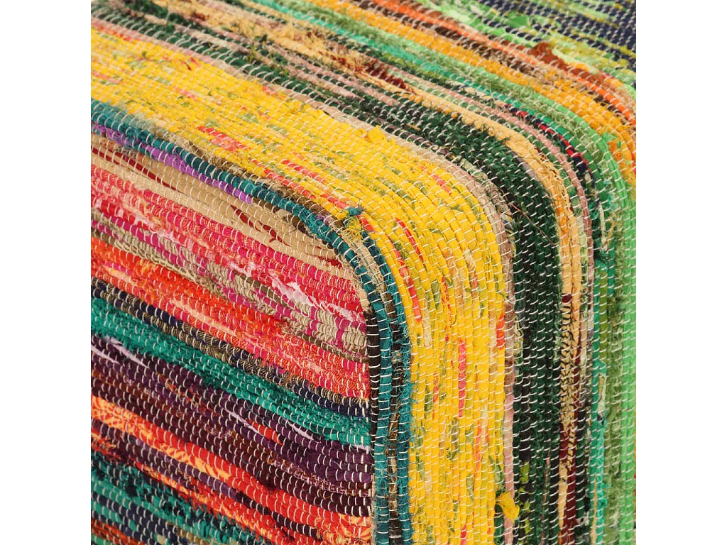 Banco 160 cm tecido chindi e madeira mangueira maciça multicor PT489866