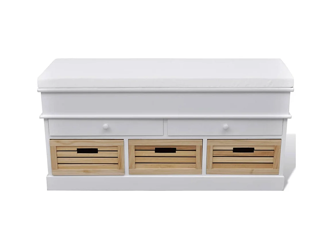 Banc d'entrée et de rangement avec coussin 2 tiroirs Blanc REO97168