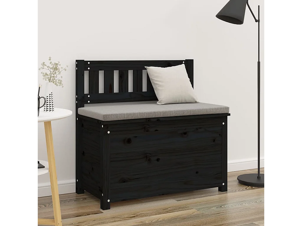 Banc Noir 80x41x77 cm Bois de pin massif REO83094