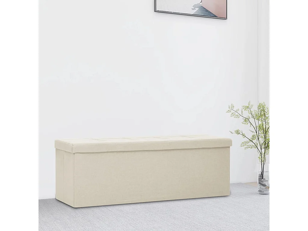 Banc de rangement pliable Blanc crème Faux lin REO15187