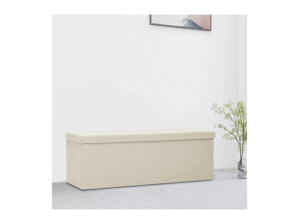 Banc de rangement pliable Blanc crème Faux lin REO15187