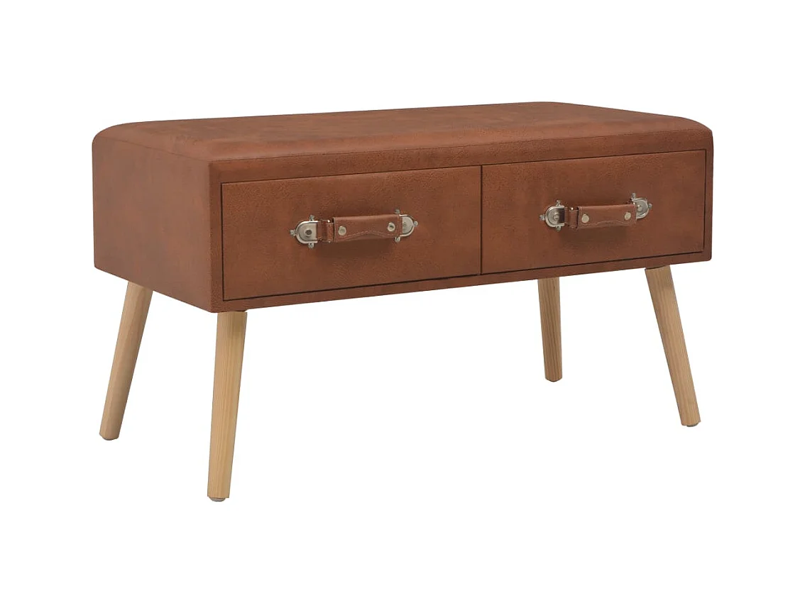 Banc avec tiroirs 80 cm Marron Similicuir REO82842
