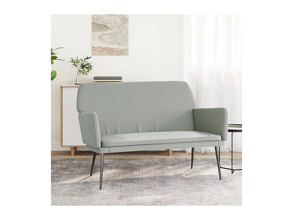 Banco de terciopelo gris claro 108x79x79 cm ES181546