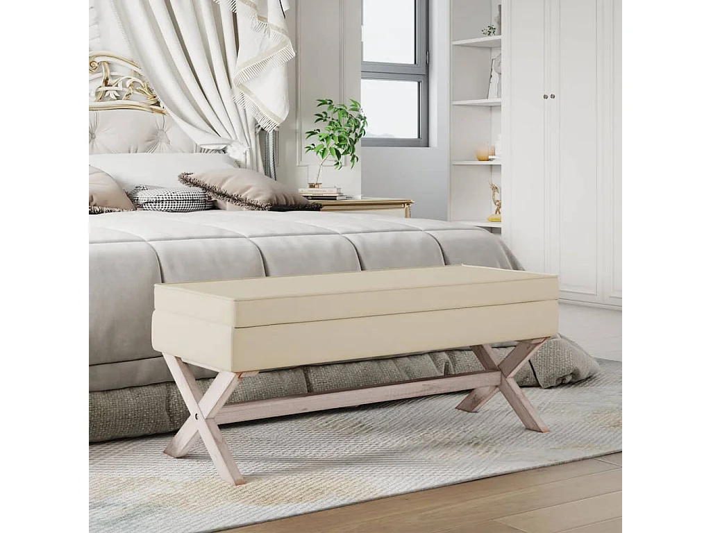 Banc de rangement Beige 110x45x49 cm Lin REO81795